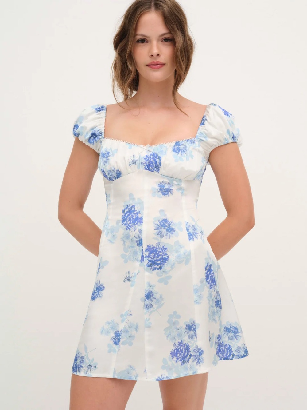 For Love & Lemons Floral Puff-Sleeve Mini Dress